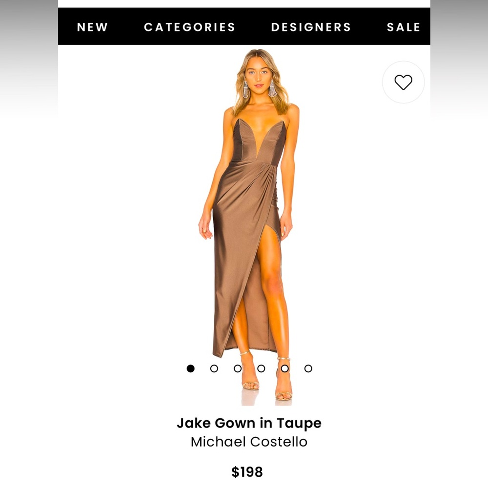 Michael Costello Jake Gown in Taupe. NWT